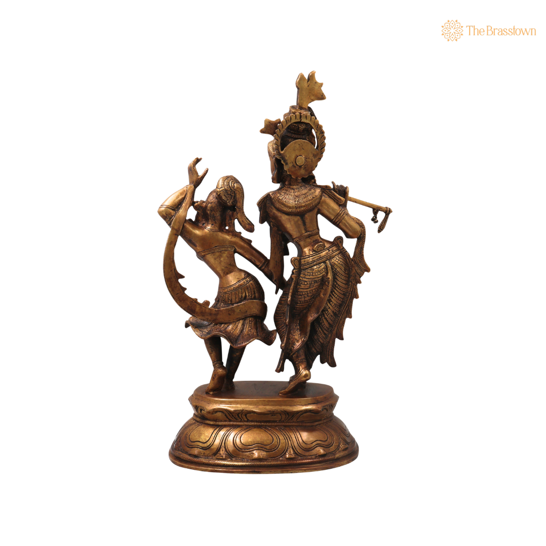 Brass Radha Krishna Idol Murti – Fine Finish Divine Chola Style Krishna Statue for Puja & Home Décor 17 Inch