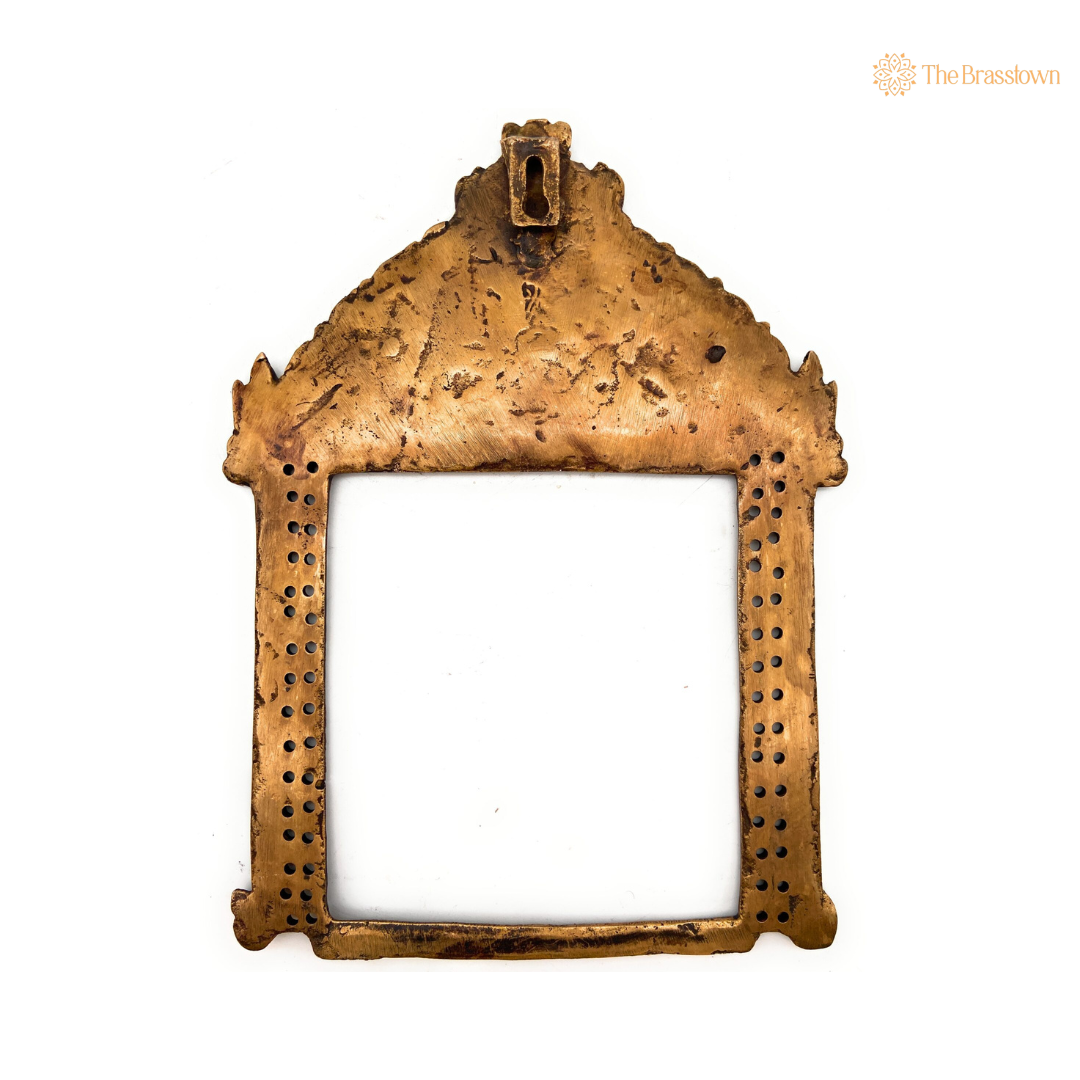 Antique Brass Temple Frame with Ornamental Design 11 Inch