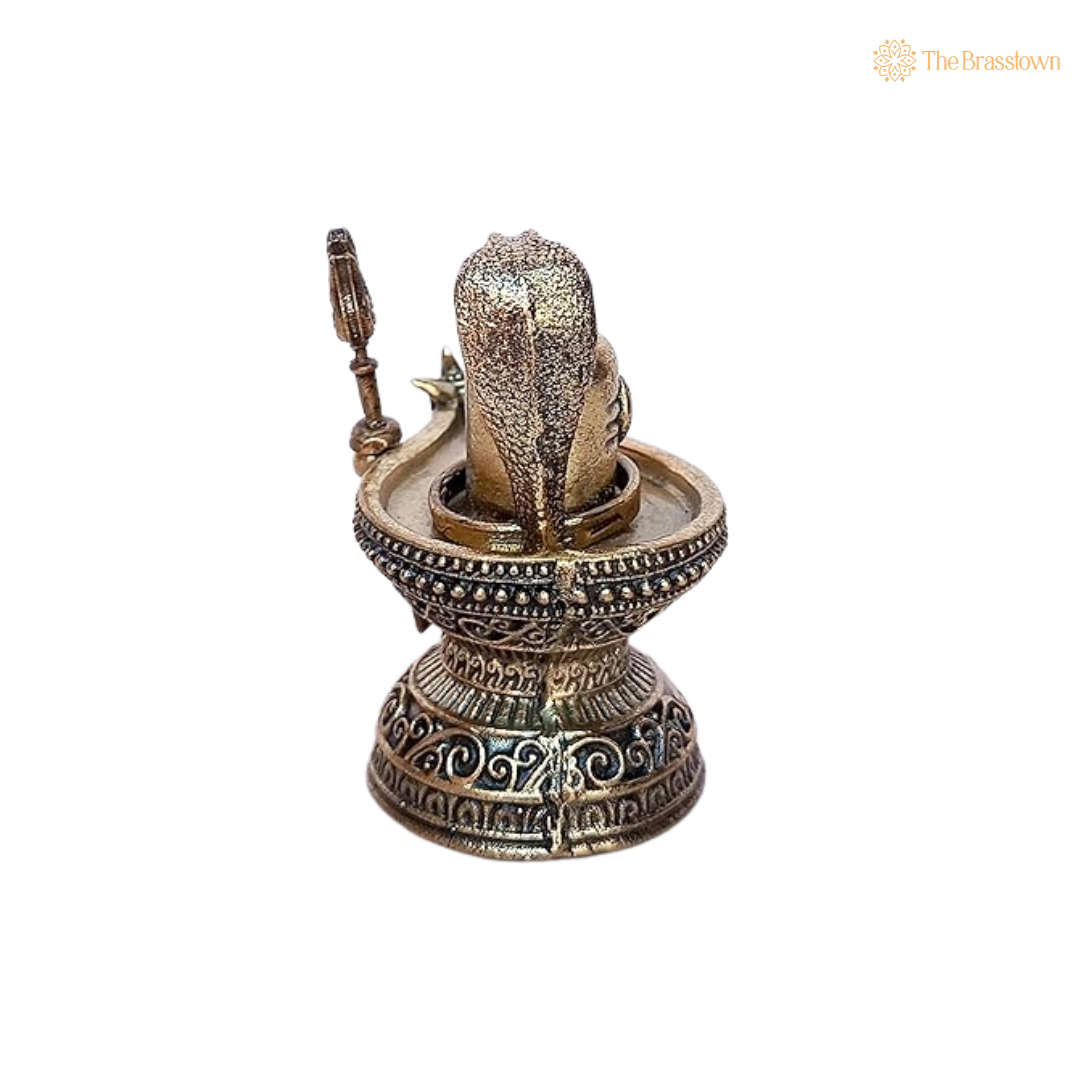 Brass Nandi Mukh Shivling with 2.5 Inch – home mandir puja decor India