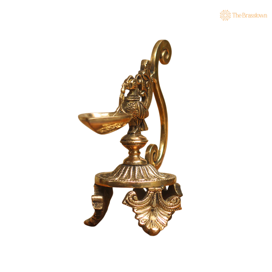 Brass Oil Lamp Diya 7 Inch – home mandir puja decor India