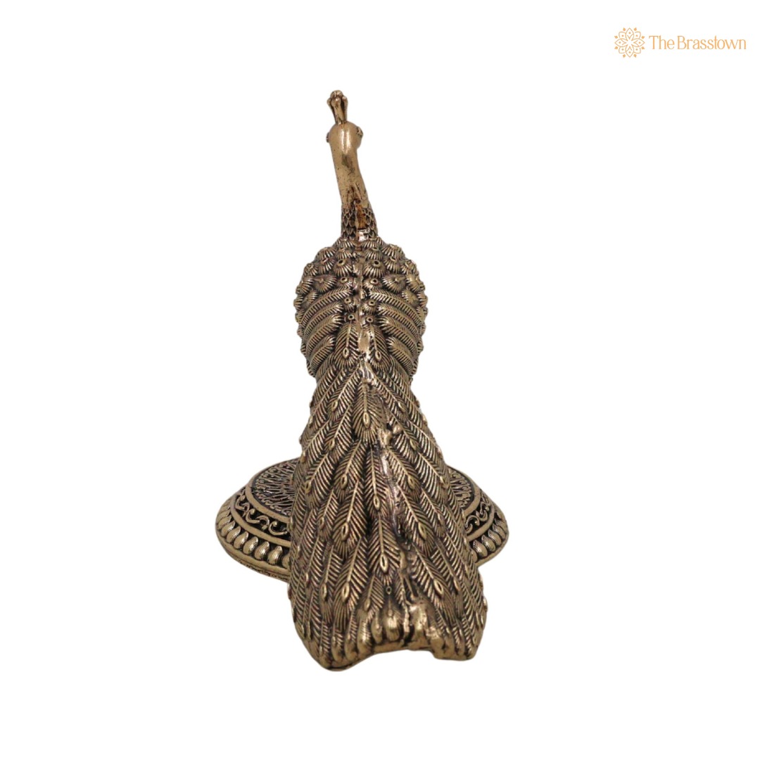 Divine Brass Peacock Idol 3.5 Inch – home mandir puja decor India