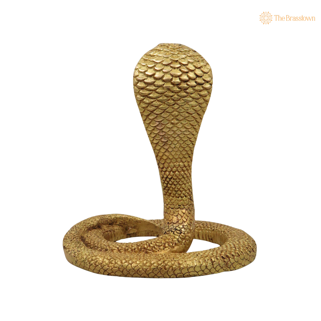 Brass Snake Handcrafted Naag Devta Idol – Unique Naag Devta Murti for Pooja, Vastu, Home Mandir, Spiritual Décor & Traditional Gifting 7.5 Inch