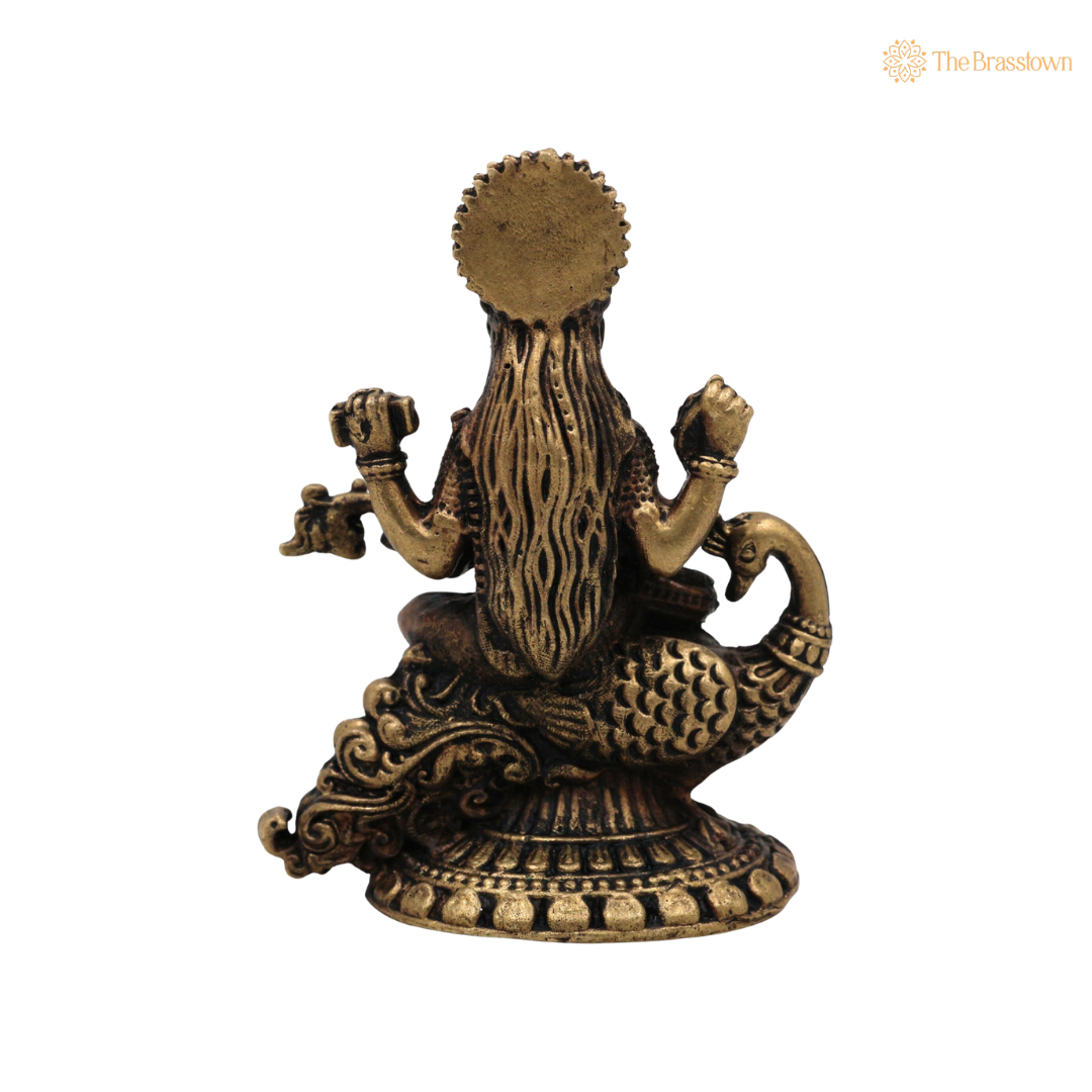 Brass Saraswati Mata Idol with 2.5 Inch – home mandir puja decor India