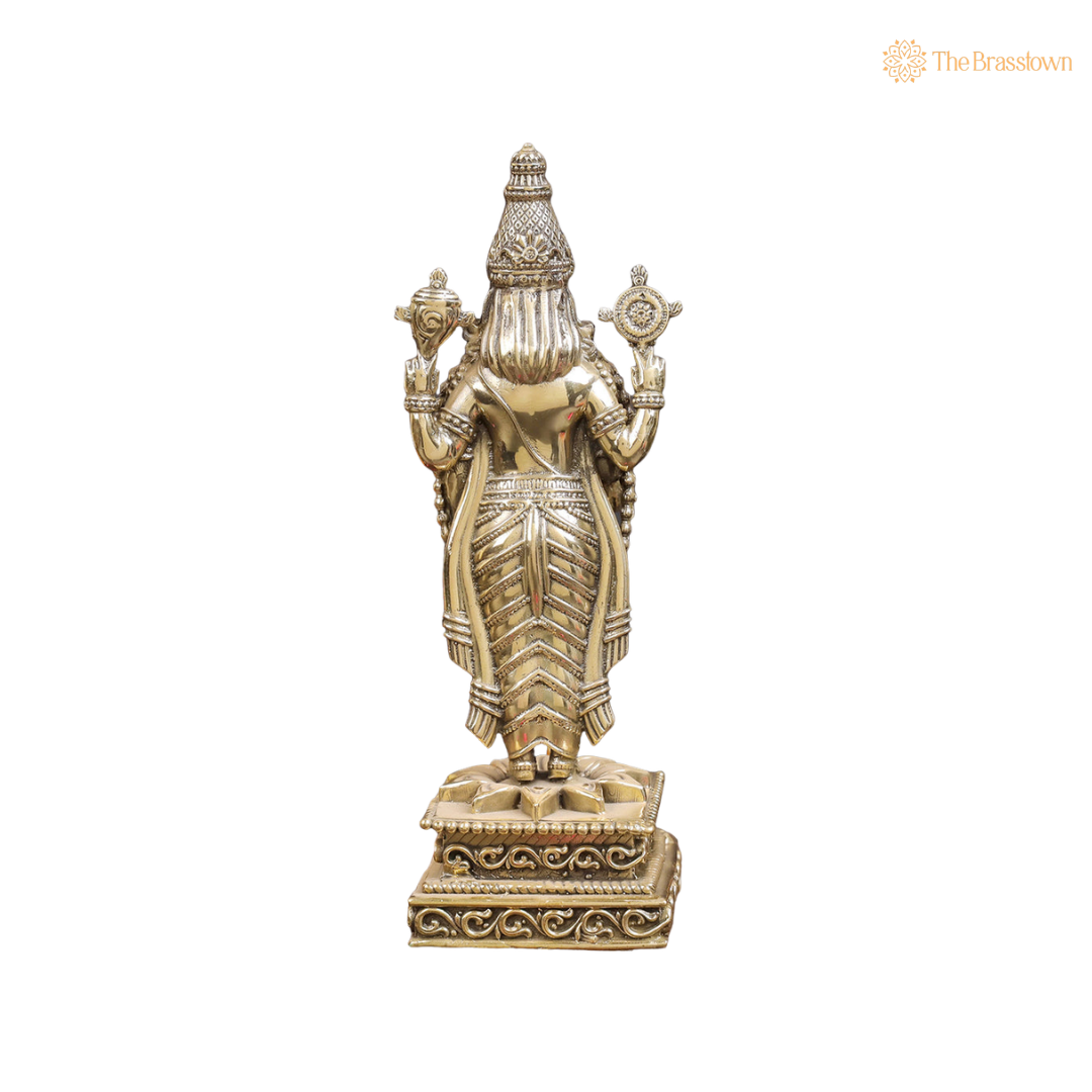 Brass Tirupati Balaji Idol 8 Inch – home mandir puja decor India
