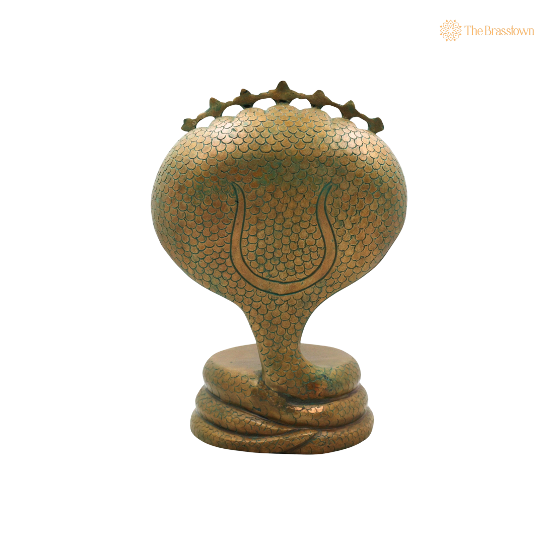 Brass Sheshnag Singhasan with Seven Heads chowki – Snake Prabhavali Temple Throne for Idols & Home Mandir 13 Inch