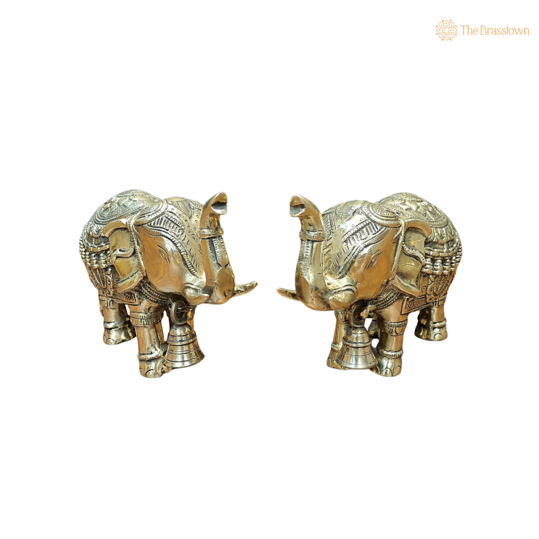 Brass Elephant Pair Showpiece 4 Inch β home mandir puja decor India