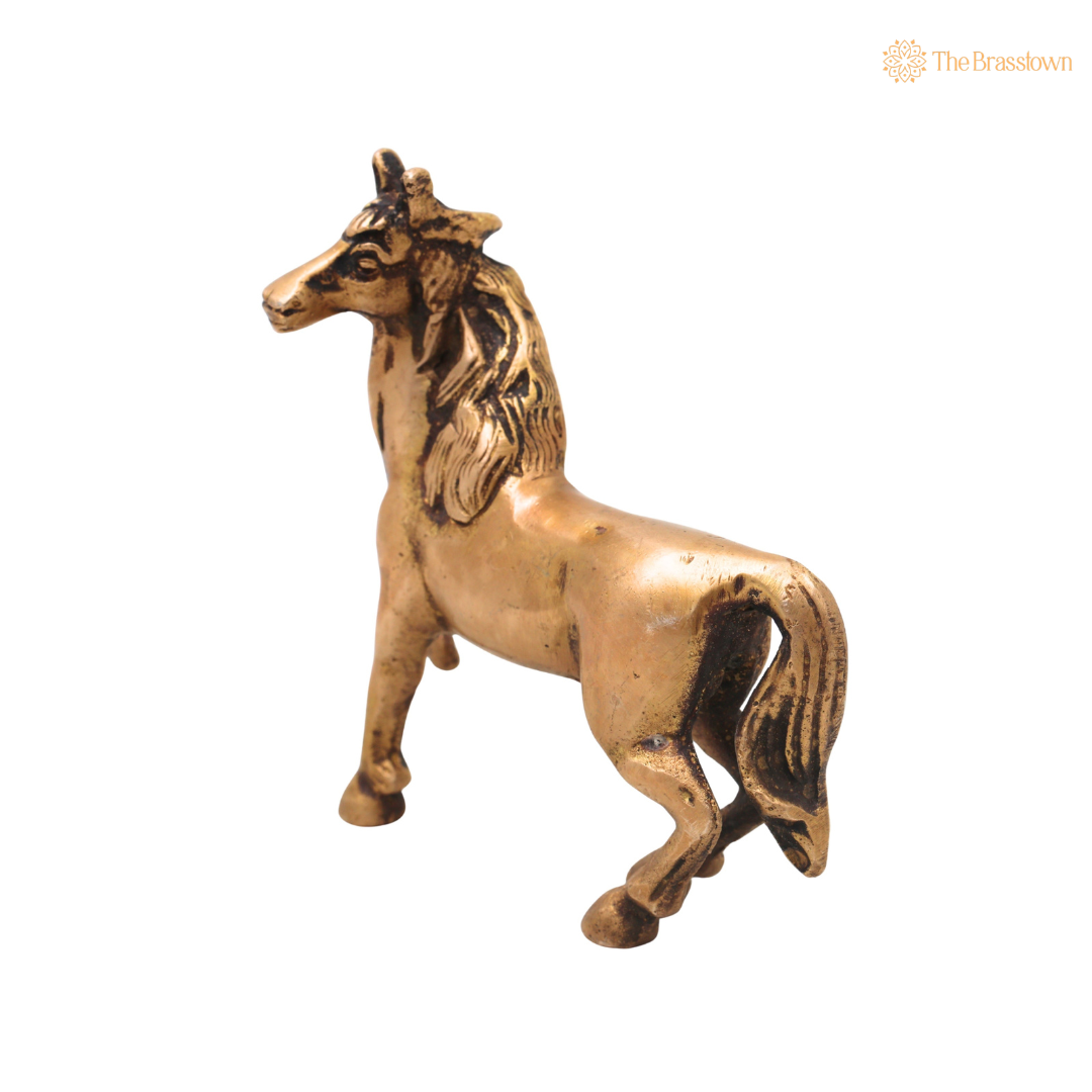 Unique Handcrafted Brass Horse Sculpture β Antique Peetal Ashva (Horse) Statue for Home, Office & Table DΓ©cor 4 Inch