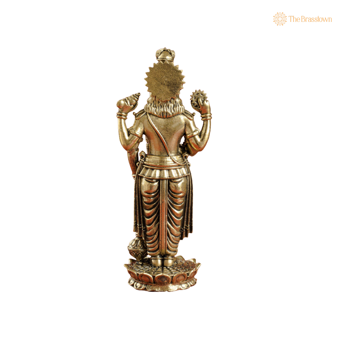 Brass Vishnu Idol 5 Inch – home mandir puja decor India