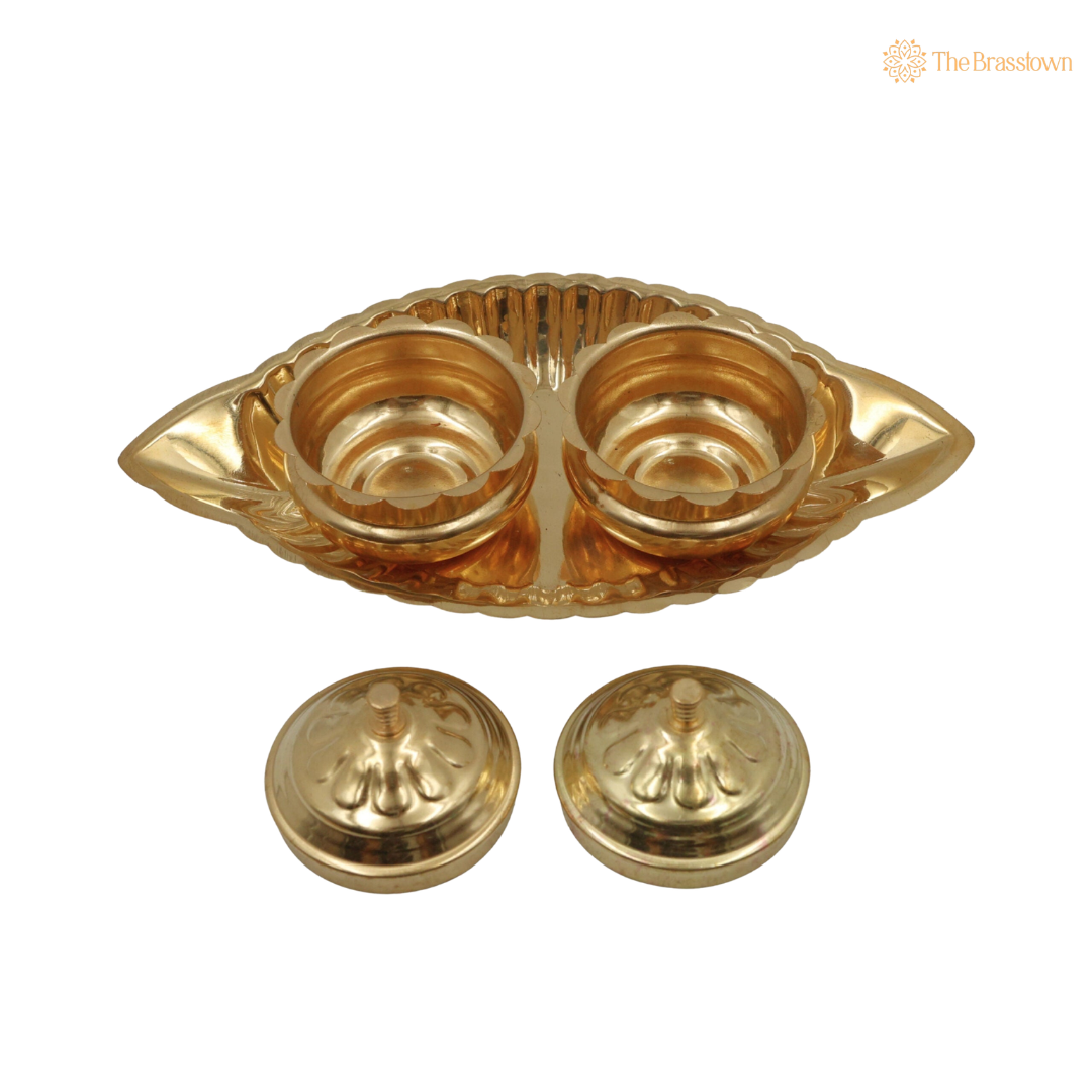 Traditional Handcrafted Brass Kumkum Bowl – Traditional Peetal Kumkum Holder for Pooja, Temple & Home Décor 2.5 Inch