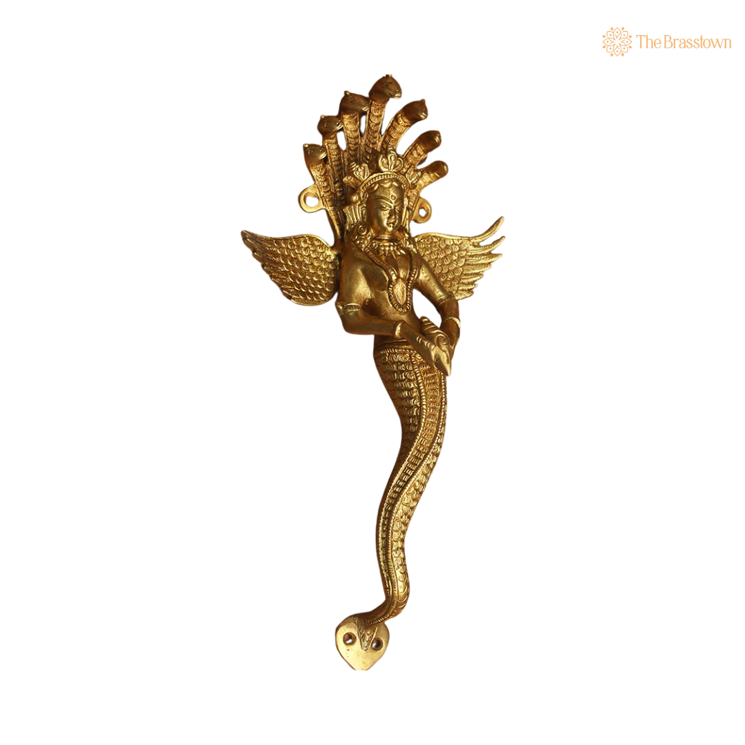 Handcrafted Brass Nagkanya Door Handle 14 Inch – home mandir puja decor India