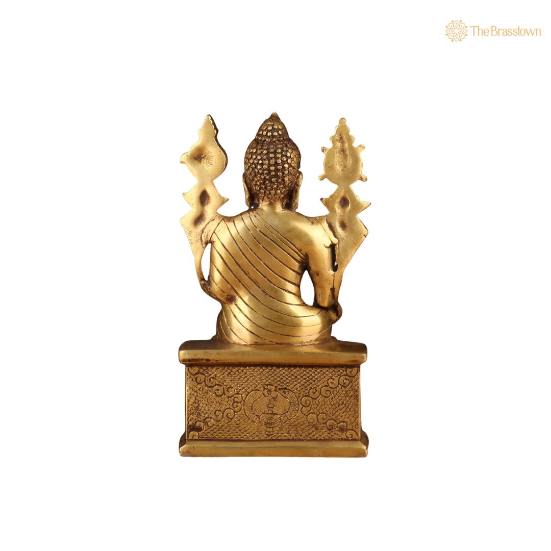 Brass Artistic Buddha Statue Sitting 10 Inch β home mandir puja decor India