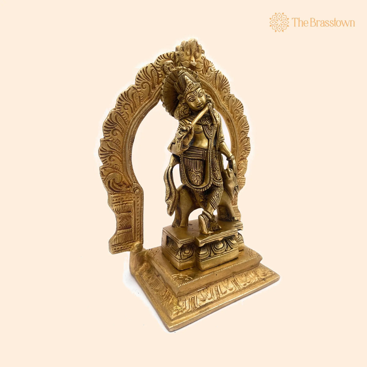 Brass Krishna Idol – Handcrafted Gopal Murti, Radha-Krishna Vigraham, Balakrishna Statue, Home & Temple Décor, Pooja Brass Idol 8 Inch 1
