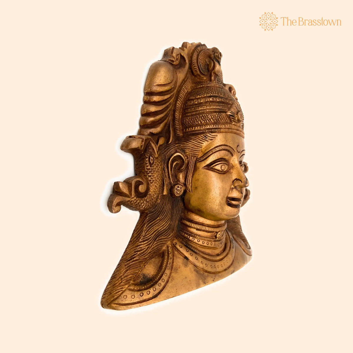 Brass Parvati Head Idol – Handcrafted Décor & Gifting 8.5 Inch 1