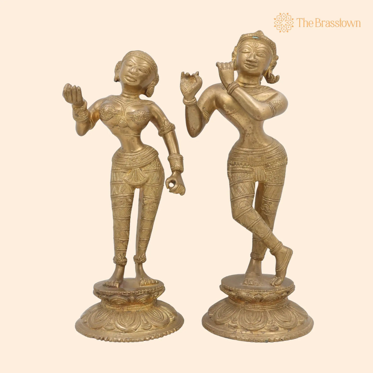 Handcrafted Brass Radha Krishna Idol – Peetal Pital Pittal Radha Krishna Murti Vigraha Statue for Puja, Home Mandir & Décor 11 Inch 1