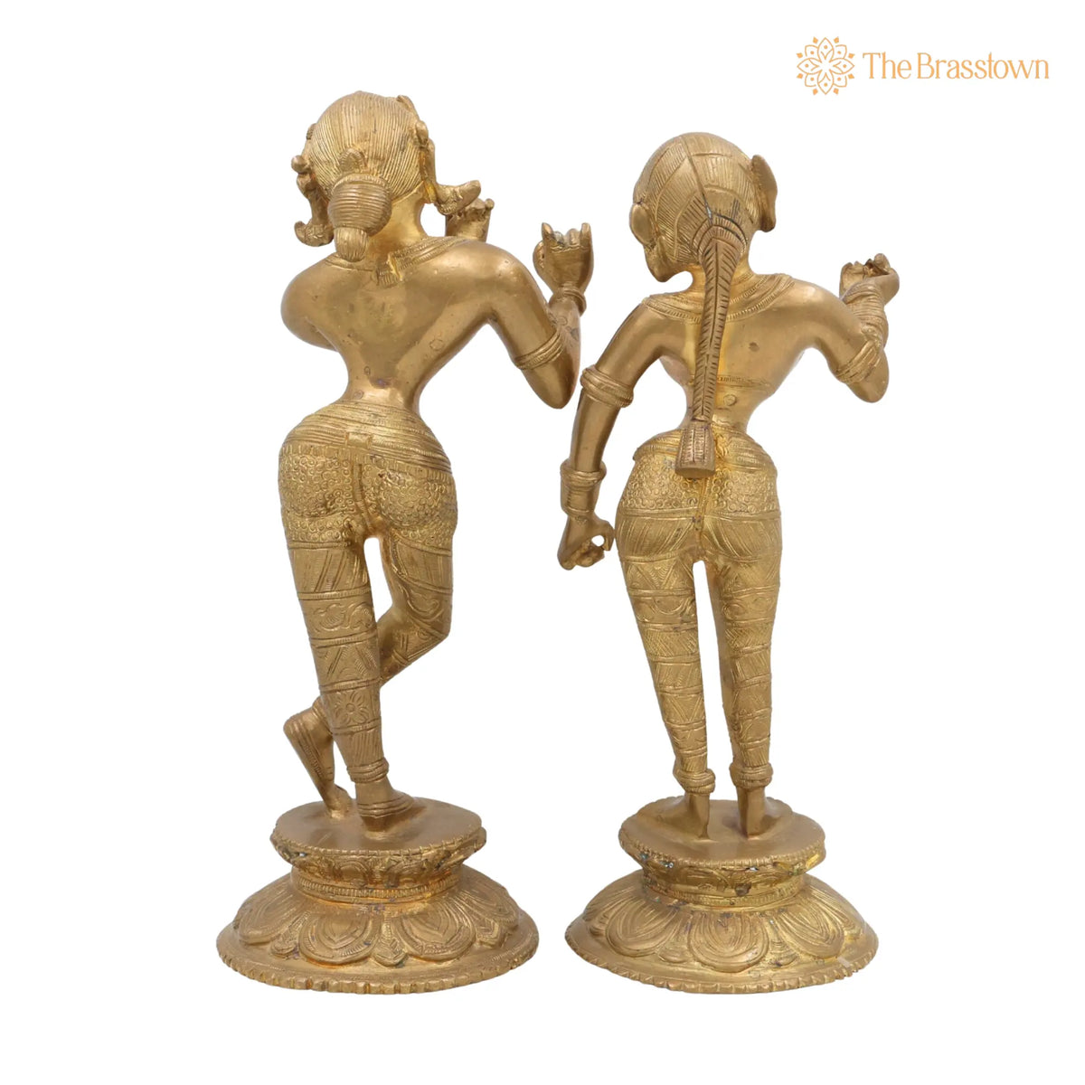 Handcrafted Brass Radha Krishna Idol – Peetal Pital Pittal Radha Krishna Murti Vigraha Statue for Puja, Home Mandir & Décor 11 Inch 4