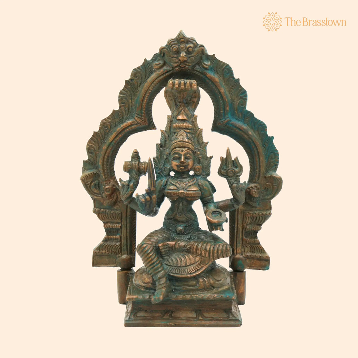Bronze Handcrafted Mariyamman Idol – Panchaloha Mariamman Murti, Ashtadhatu Goddess Statue for Pooja, Home & Temple Décor 5.5 Inch 1