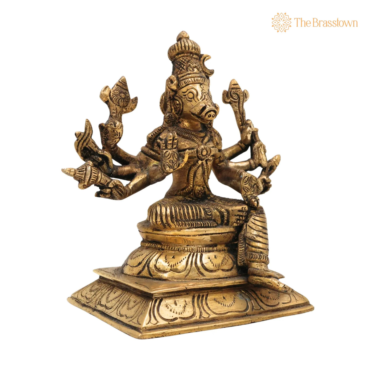 Handcrafted Brass Ashta Bhuja Varahi Devi Statue for Pooja & Temple 5.5 Inch 2