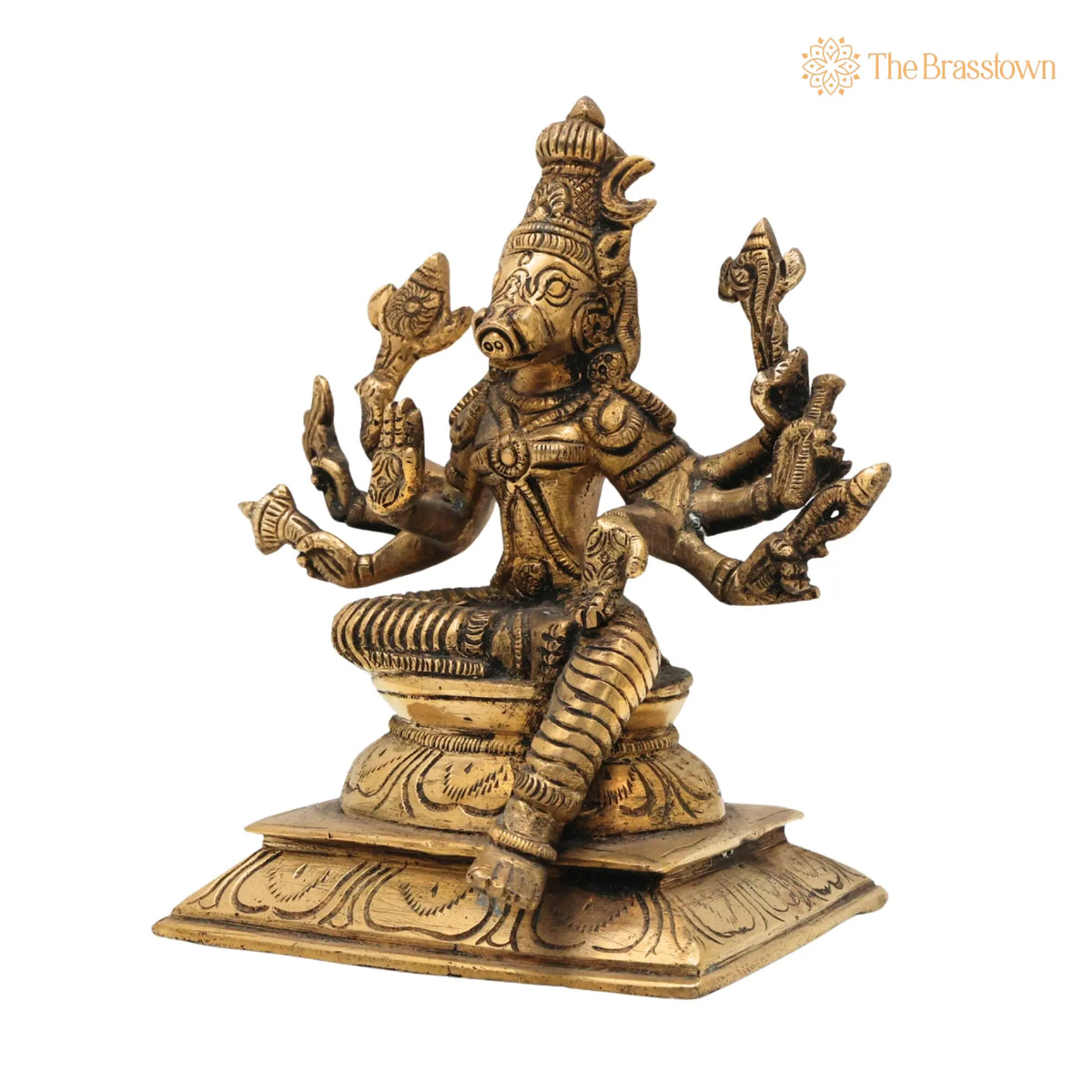 Handcrafted Brass Ashta Bhuja Varahi Devi Statue for Pooja & Temple 5.5 Inch 3