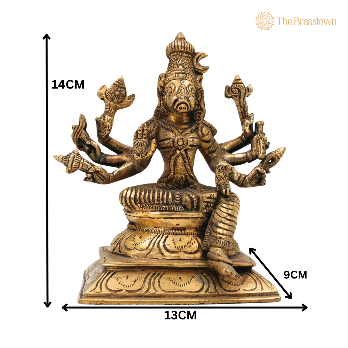 Handcrafted Brass Ashta Bhuja Varahi Devi Statue for Pooja & Temple 5.5 Inch 5