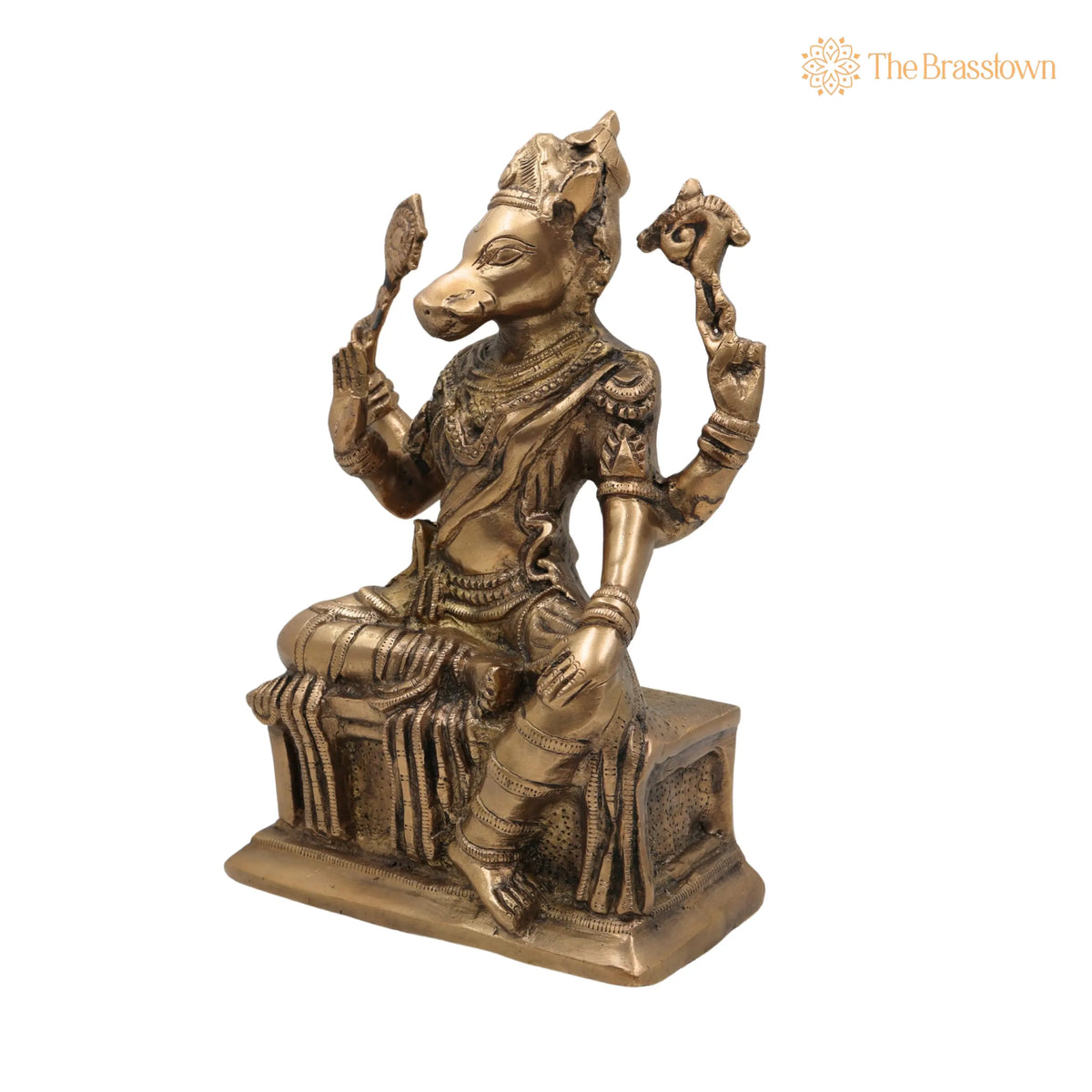 Handcrafted Brass Varahi Amman Idol – Varahi Devi Murti, Varahi Mata Statue, Dandanayaki Varahi Vigraha for Pooja 10.5 Inch 3