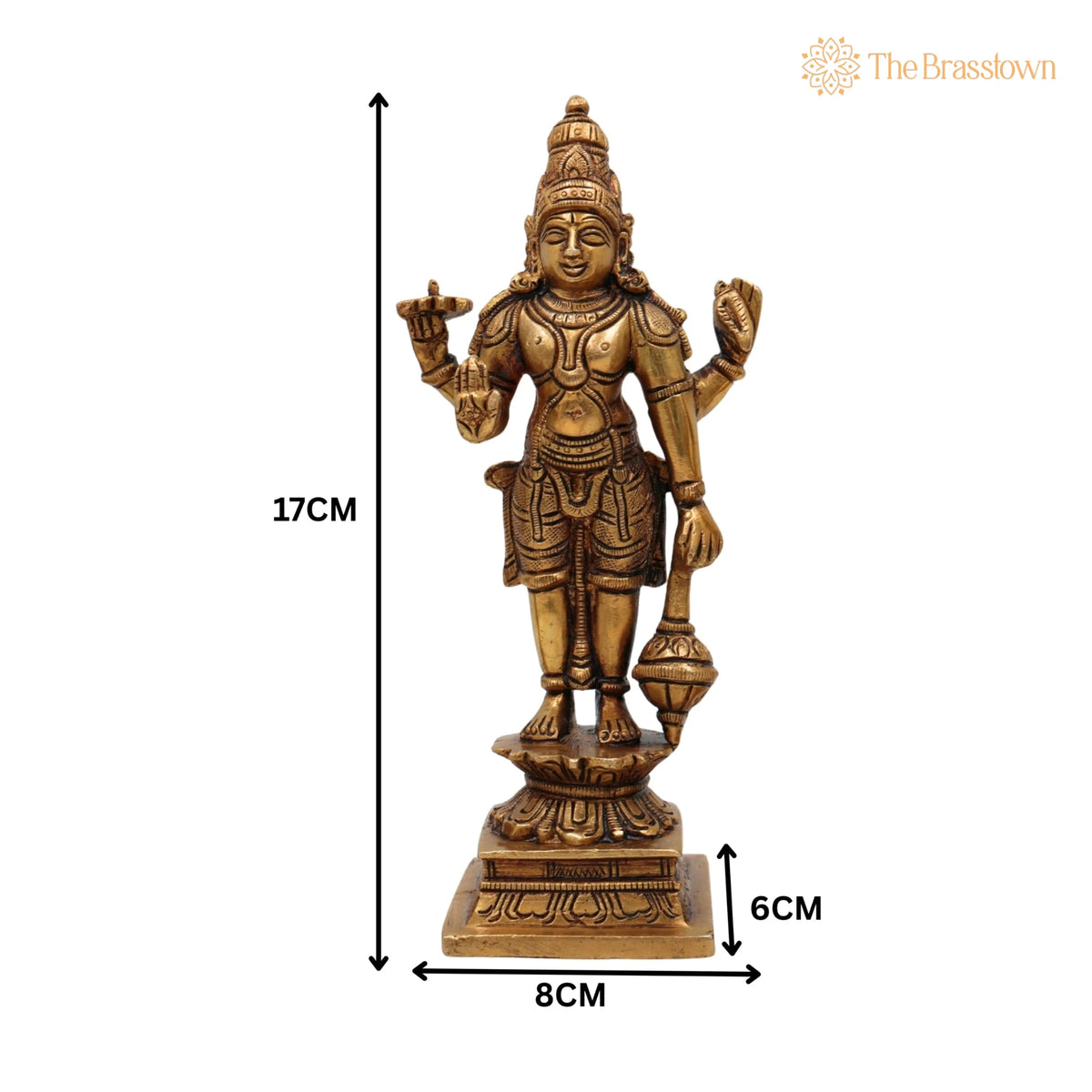 Brass Vishnu Lakshmi Idol on Adishesha – Handcrafted Anantashayana Vishnu Murti, Lakshmi Narayan Statue for Home Puja 7 Inch 5