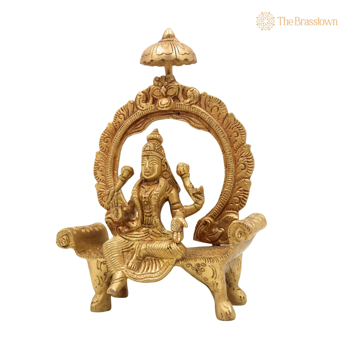 Brass Mahalakshmi Idol with Prabhavali – Handcrafted Shri Lakshmi Devi Murti for Pooja, Padmavati Laxmi Statue for Home Temple & Gifts 8 Inch 3