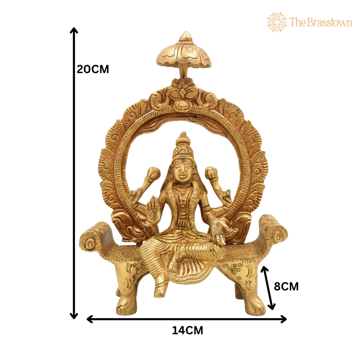 Brass Mahalakshmi Idol with Prabhavali – Handcrafted Shri Lakshmi Devi Murti for Pooja, Padmavati Laxmi Statue for Home Temple & Gifts 8 Inch 5