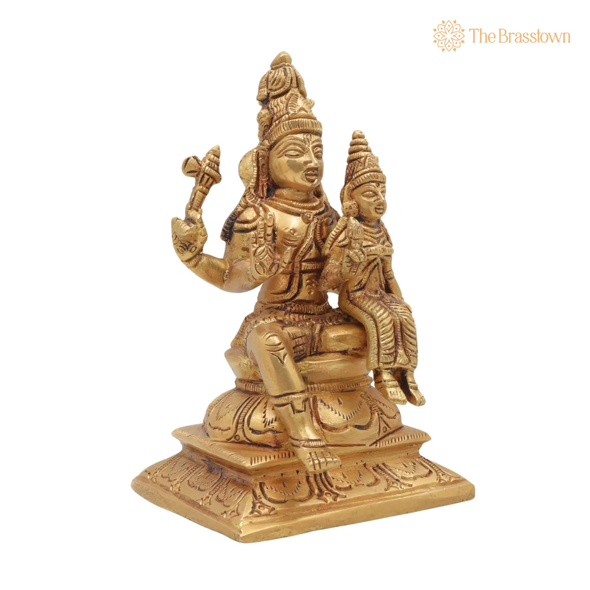 Brass Shiva Parvati Idol – Ardhnarishwar Uma Maheshwar Gauri Shankar Murti, Handcrafted Shiv Shakti Statue for Pooja 6 Inch 2