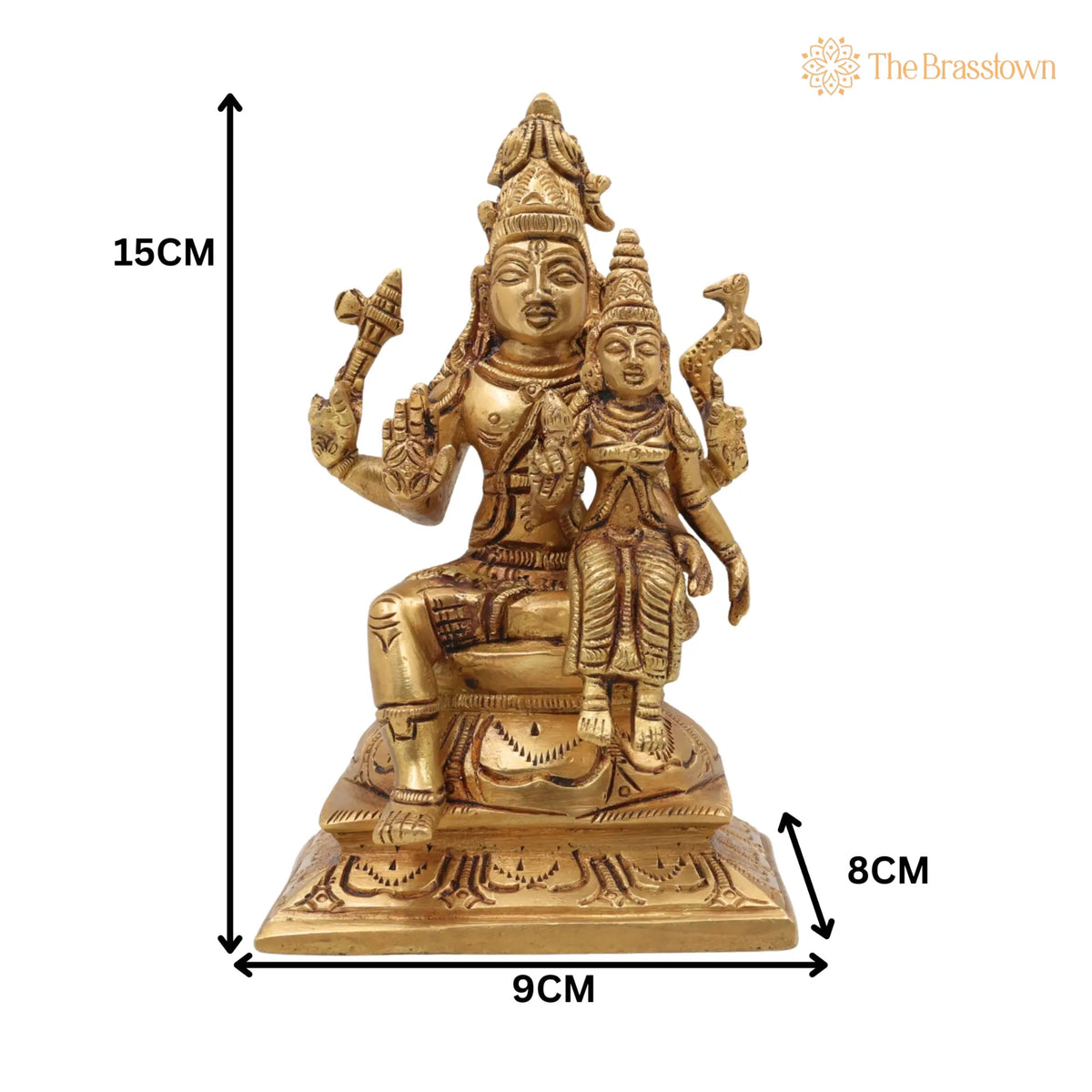 Brass Shiva Parvati Idol – Ardhnarishwar Uma Maheshwar Gauri Shankar Murti, Handcrafted Shiv Shakti Statue for Pooja 6 Inch 5
