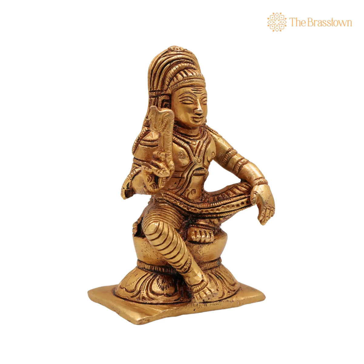 Brass Ayyanar Idol – Handcrafted Tamil Village Guardian Deity, Dharma Shasta, Aiyanar Silai, Kaaval Deivam, Shasta Murti Sculpture 4 Inch 2