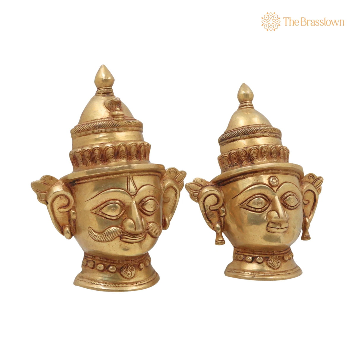 Brass Shiv Parvati Head Idol – Handcrafted Traditional Murti for Puja, Home Mandir & Décor 9 Inch 2