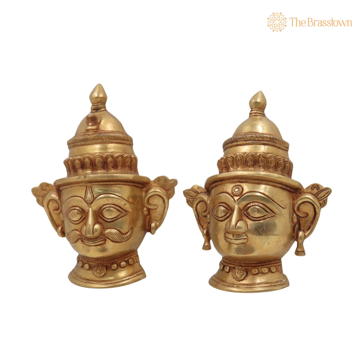 Brass Shiv Parvati Head Idol – Handcrafted Traditional Murti for Puja, Home Mandir & Décor 9 Inch 3