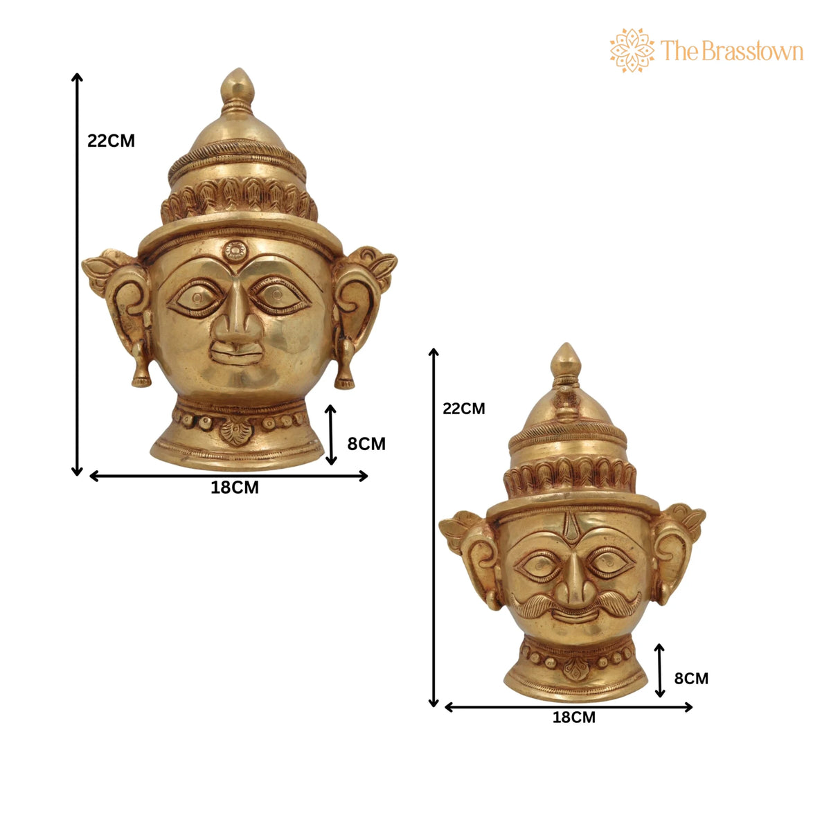 Brass Shiv Parvati Head Idol – Handcrafted Traditional Murti for Puja, Home Mandir & Décor 9 Inch 5
