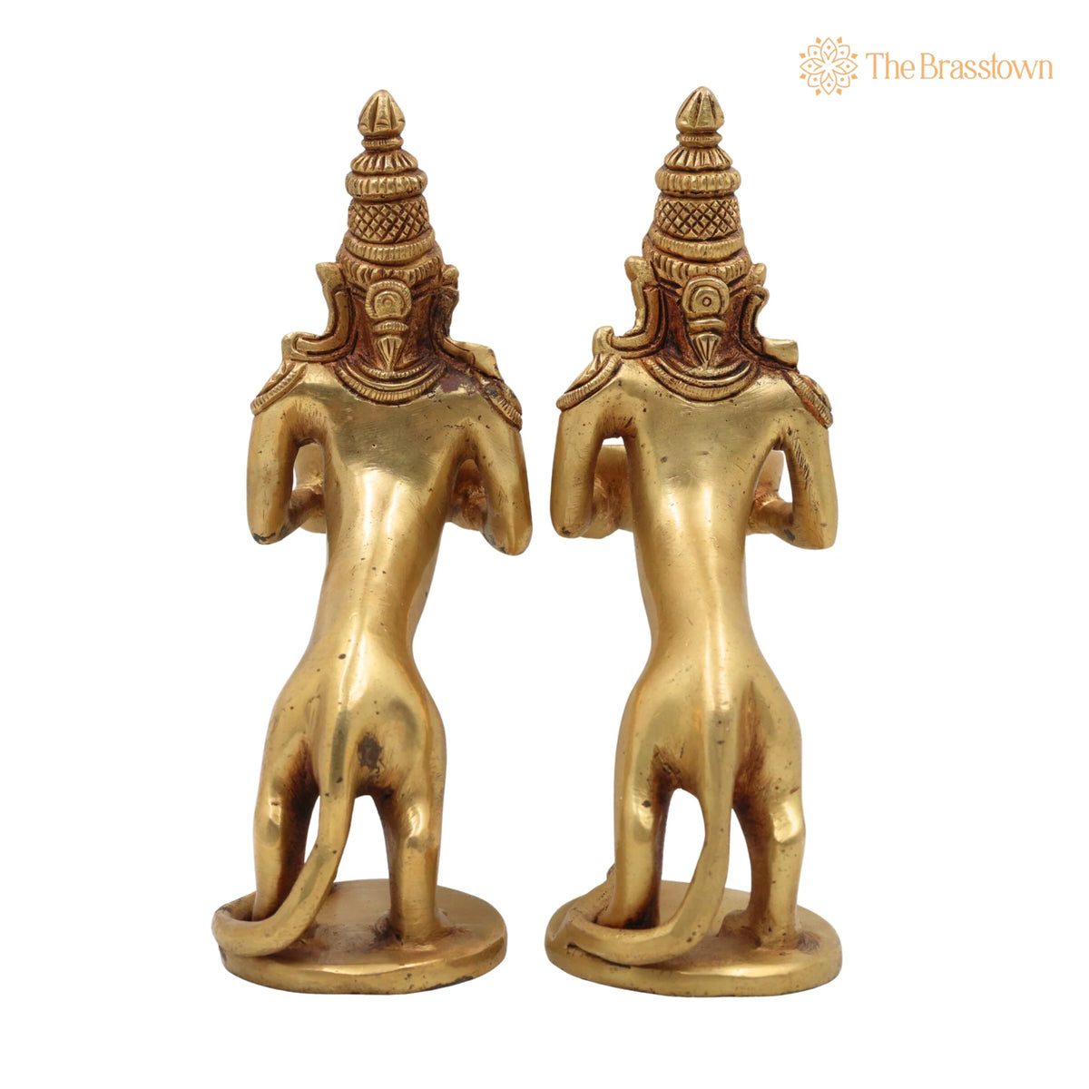 Brass Yali Lamp Idol – Handcrafted Lion Holding Vilakku Deepam, Traditional Pital Peetal Pittal Yali Deepa for Aarti, Puja & Home Mandir Décor 8 Inch 4