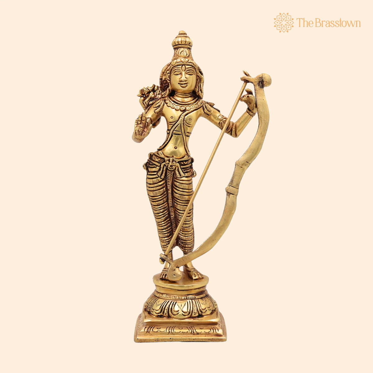 Brass Sri Ram Idol – Handcrafted Shree Rama Murti, Ramachandra Statue, Kodanda Ramar Vigraham for Puja, Home Mandir & Décor 9 Inch 1