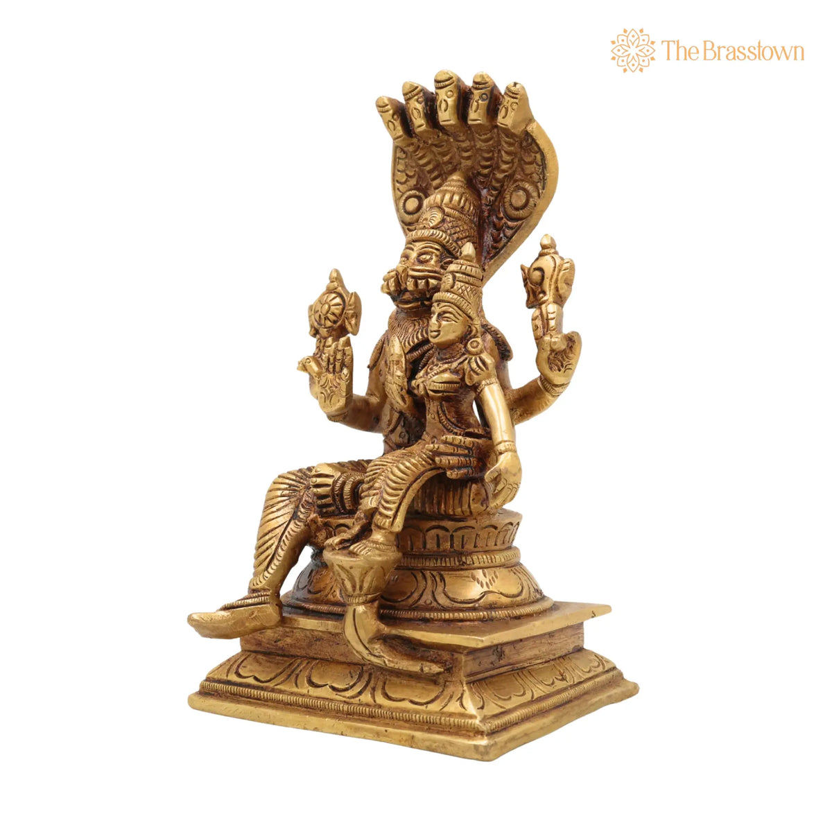Brass Lakshmi Narasimha Swamy Idol – Handcrafted Yoga Narasimha Murti, Nrisimha Deva Statue, Ugra Narasimha Vigraham 7.5 Inch 3