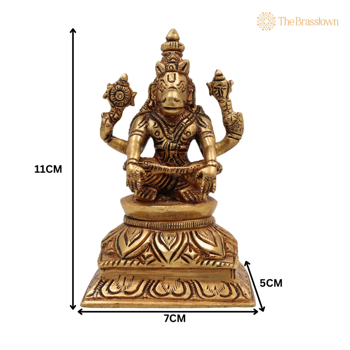 Brass Lord Hayagriva Idol – Handcrafted Hayagreeva Murti Hayavadana Statue Vidya Varada Vigraha for Puja, Home Temple, Décor & Gifts 4.5 Inch 5