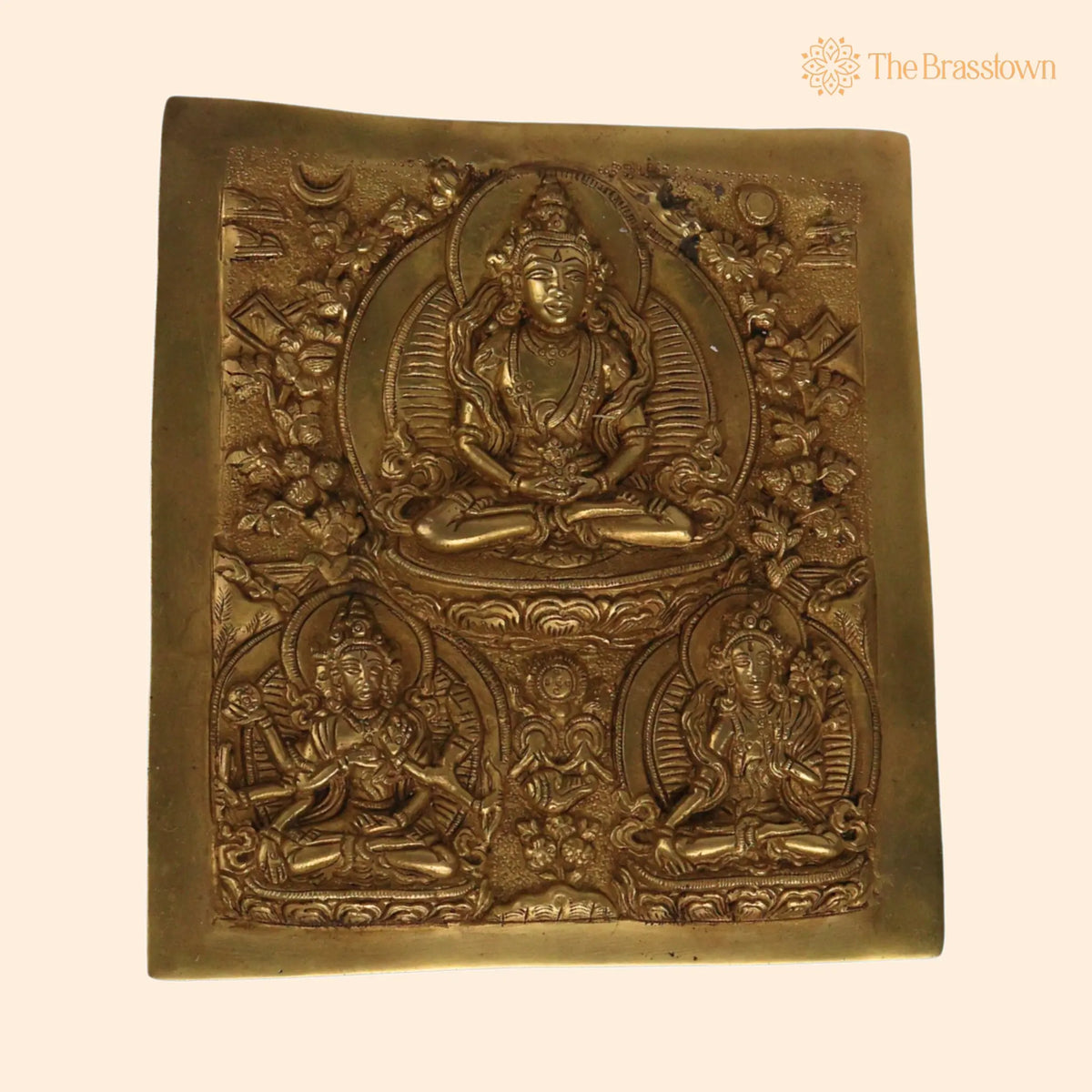 Brass Vasudhara Manjushri Wall Hanging – Handcrafted Manjushree Bodhisattva Idol for Home Temple Meditation & Pooja Décor 7.5 Inch 1