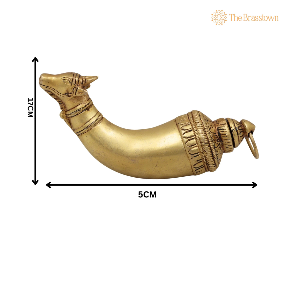 Brass Abhishek Shringi Pipe – Handcrafted Gomukhi Shringi for Puja Rituals & Home Mandir 7 Inch 5