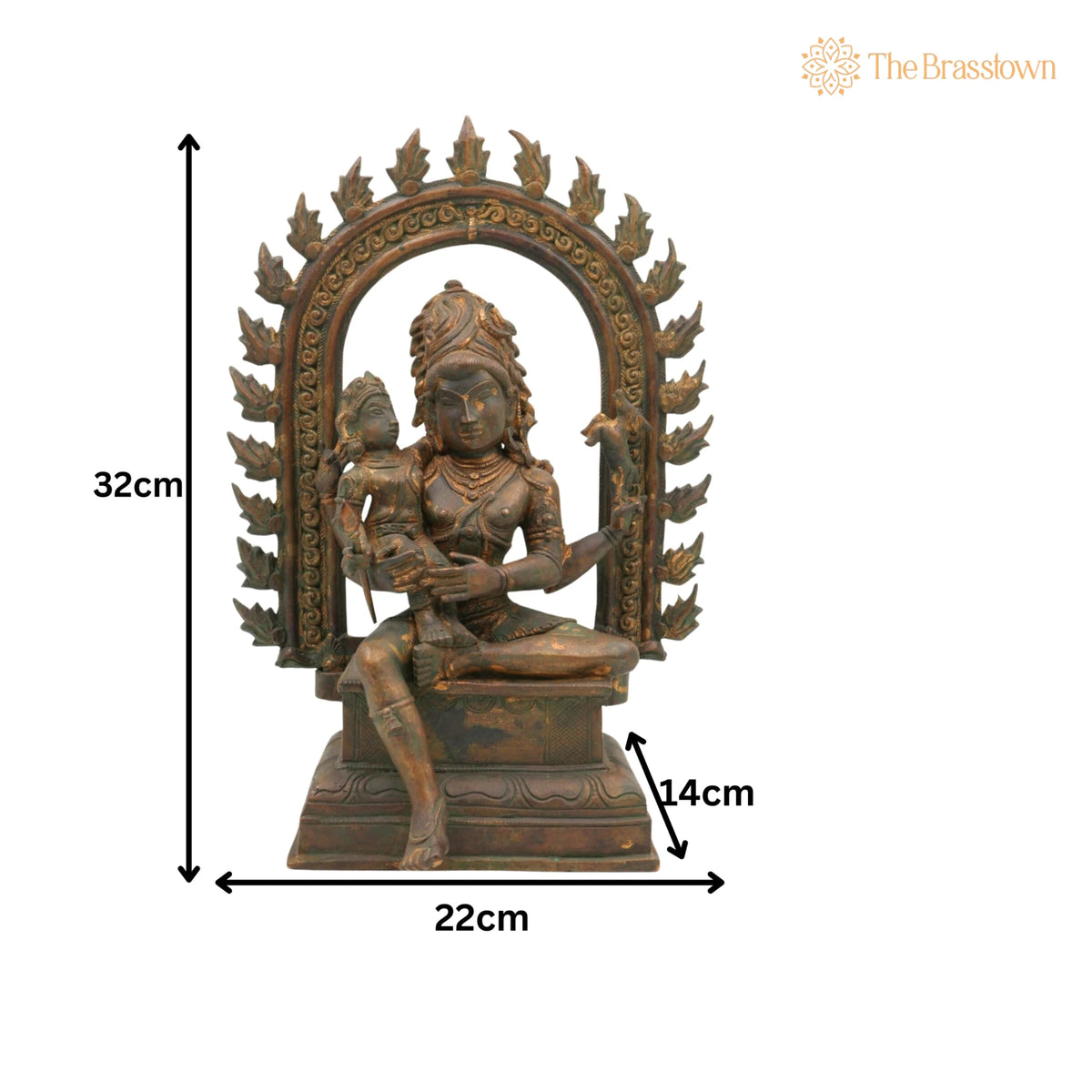Handcrafted Bronze Shiva with Kartikeya Idol – Mahadev Panchaloha Murti, Chola Art Shiva Statue for Puja & Home Décor, Bholenath 13 Inch 5