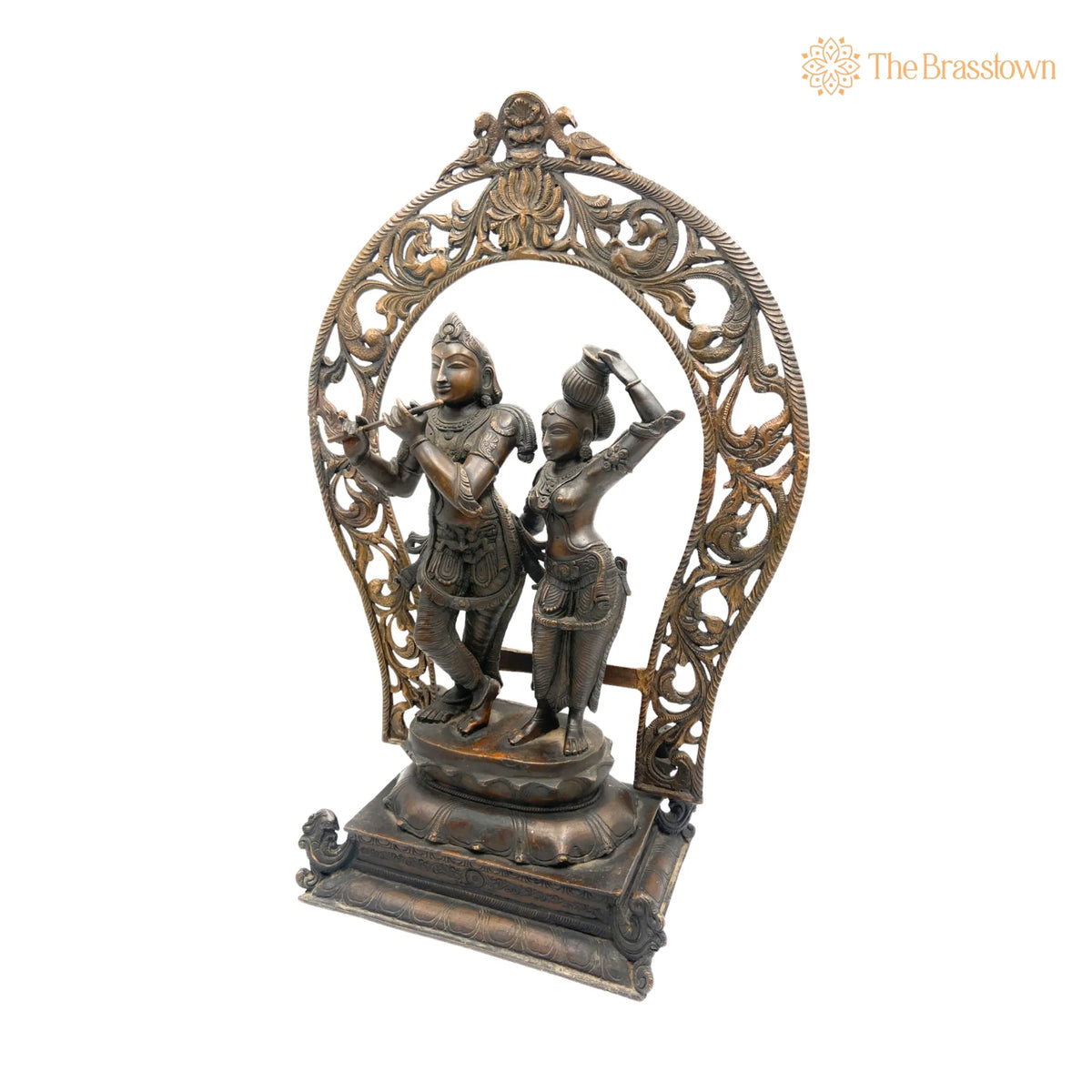 Panchaloha Radha Krishna Idol – Handmade Bronze Radhakrishna Murti for Pooja, Home Décor, Temple, Wedding Gifts 21.5 Inch 2