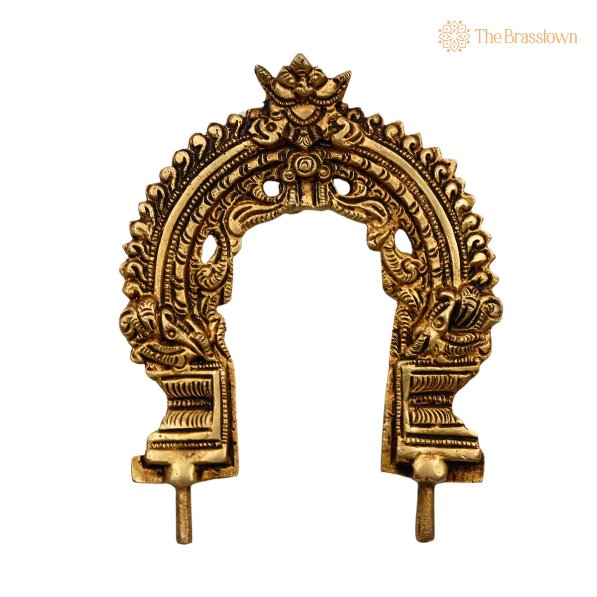 Brass Small Prabhavali Arch Frame – Handcrafted Wall Hanging Decorative God Backdrop, Traditional Temple Pooja Décor 5.5 Inch 2