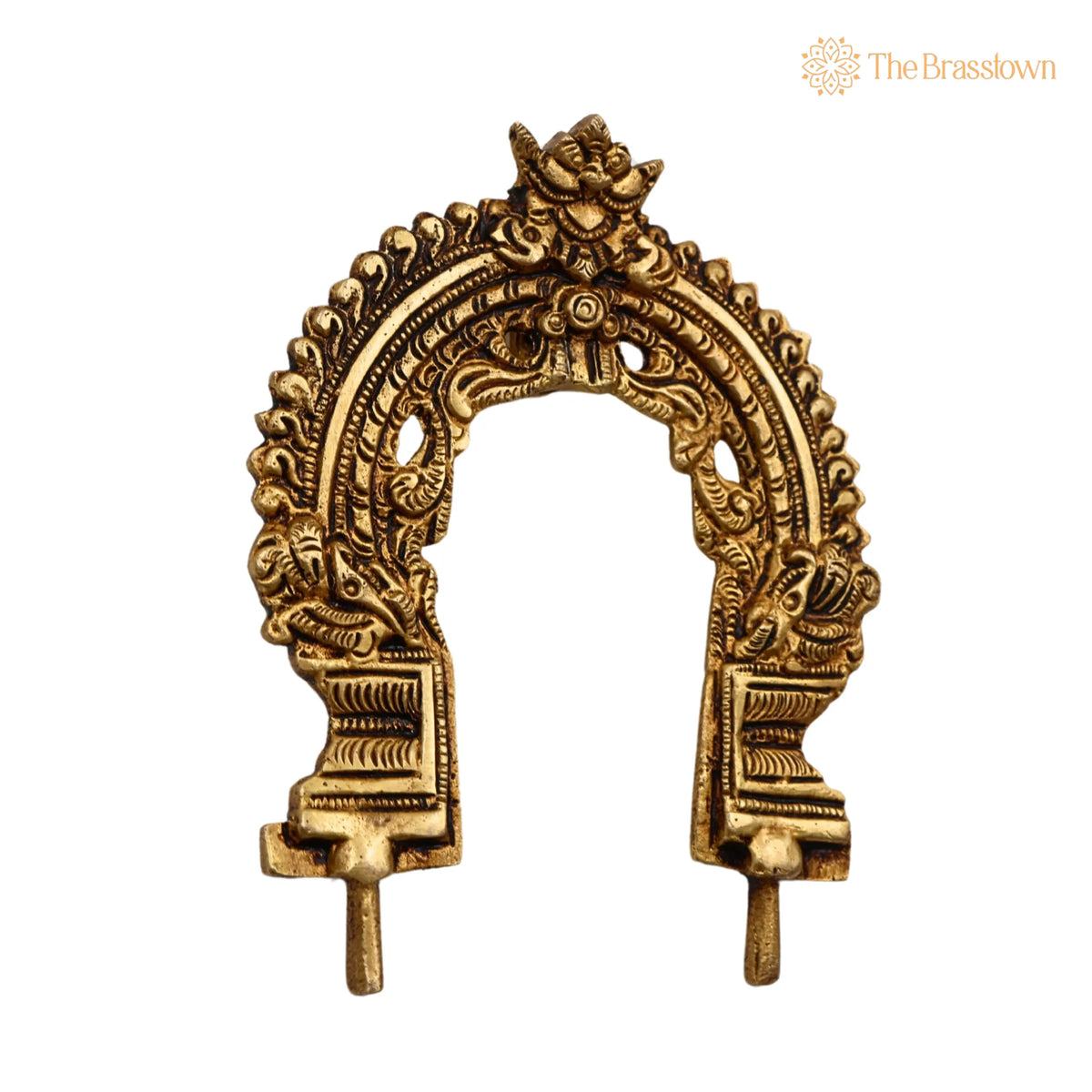 Brass Small Prabhavali Arch Frame – Handcrafted Wall Hanging Decorative God Backdrop, Traditional Temple Pooja Décor 5.5 Inch 3