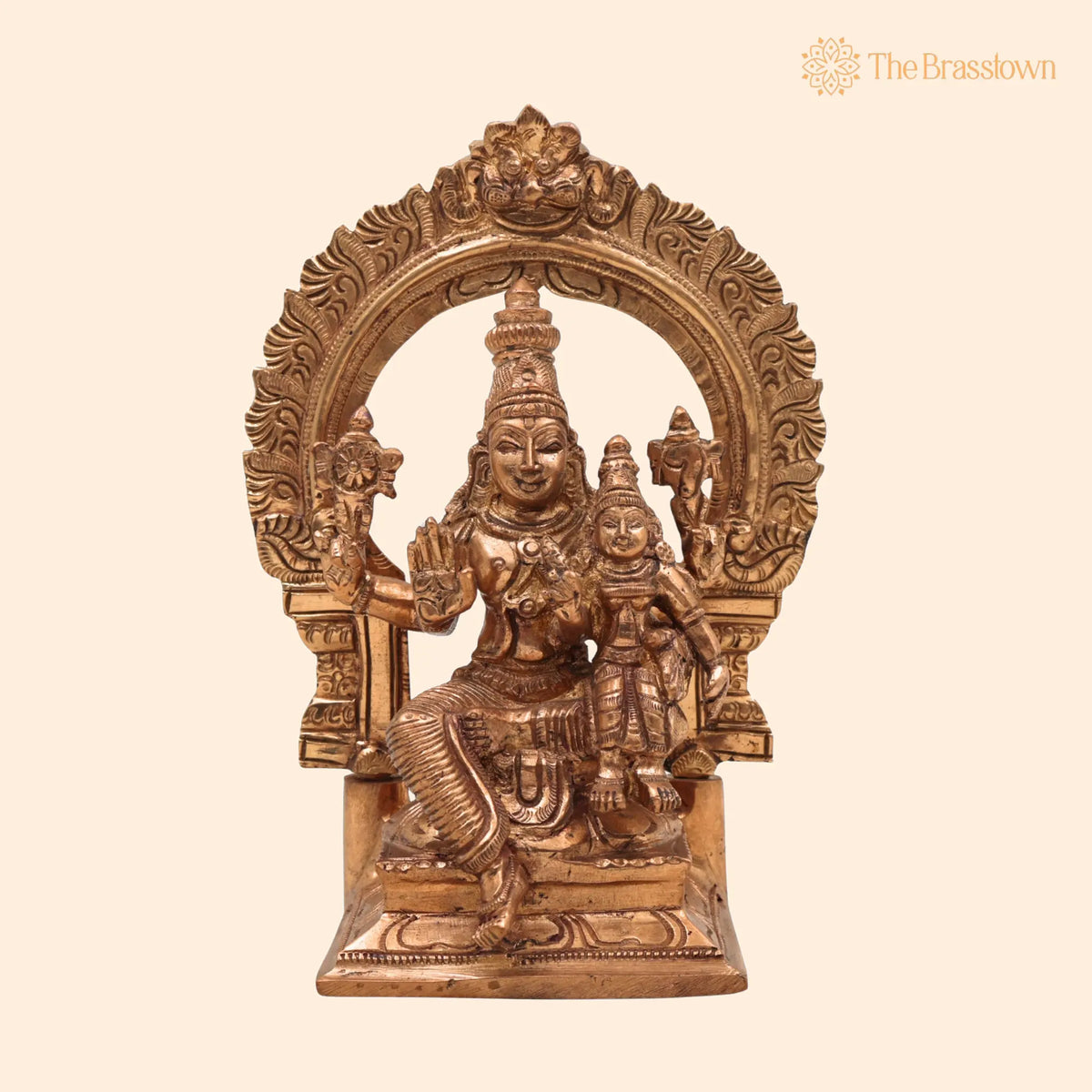Vishnu Lakshmi with Prabhavali Bronze Panchaloha Idol – Handcrafted Traditional Temple Arch 7 Inch 1