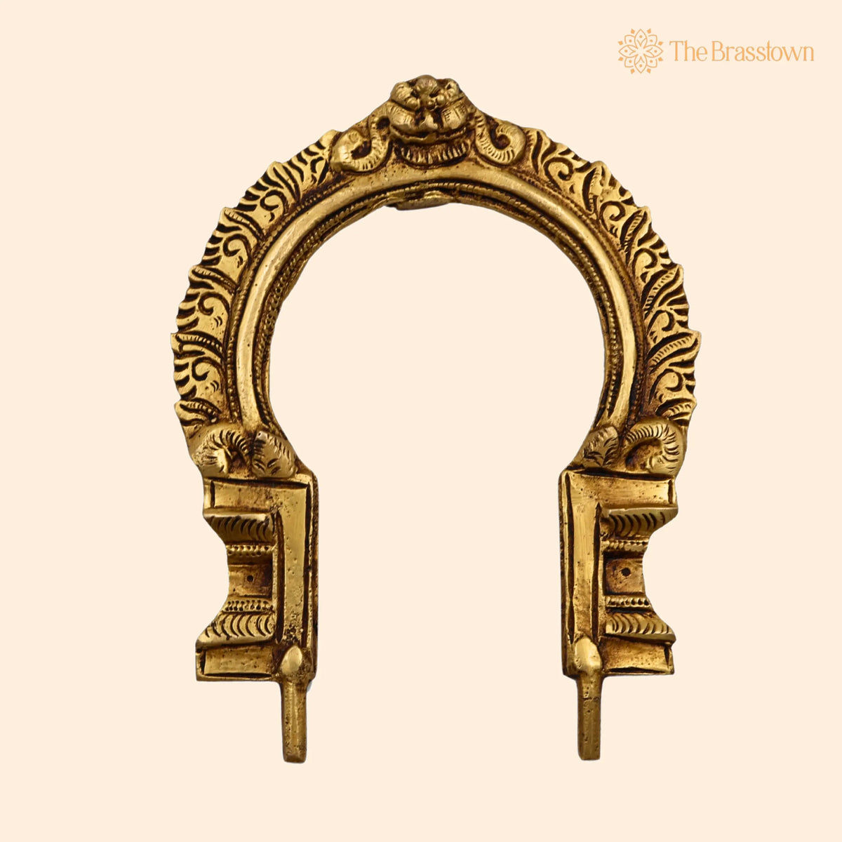 Brass Prabhavali Frame Arch Wall Hanging – Handcrafted Prabhawali for Deity, Temple Home Décor, Brass Backplate for Idol, Prabhaval Prabhawal 6 Inch 1