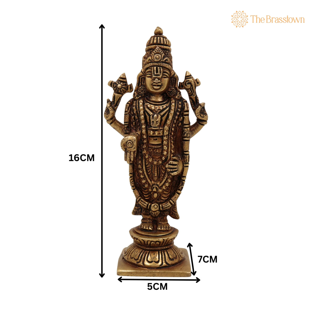 Brass Balaji Venkateswara Idol – Handcrafted Narayana Srinivasa Murti, Pooja, Home Décor & Spiritual Gift Sculpture 6.5 Inch 5