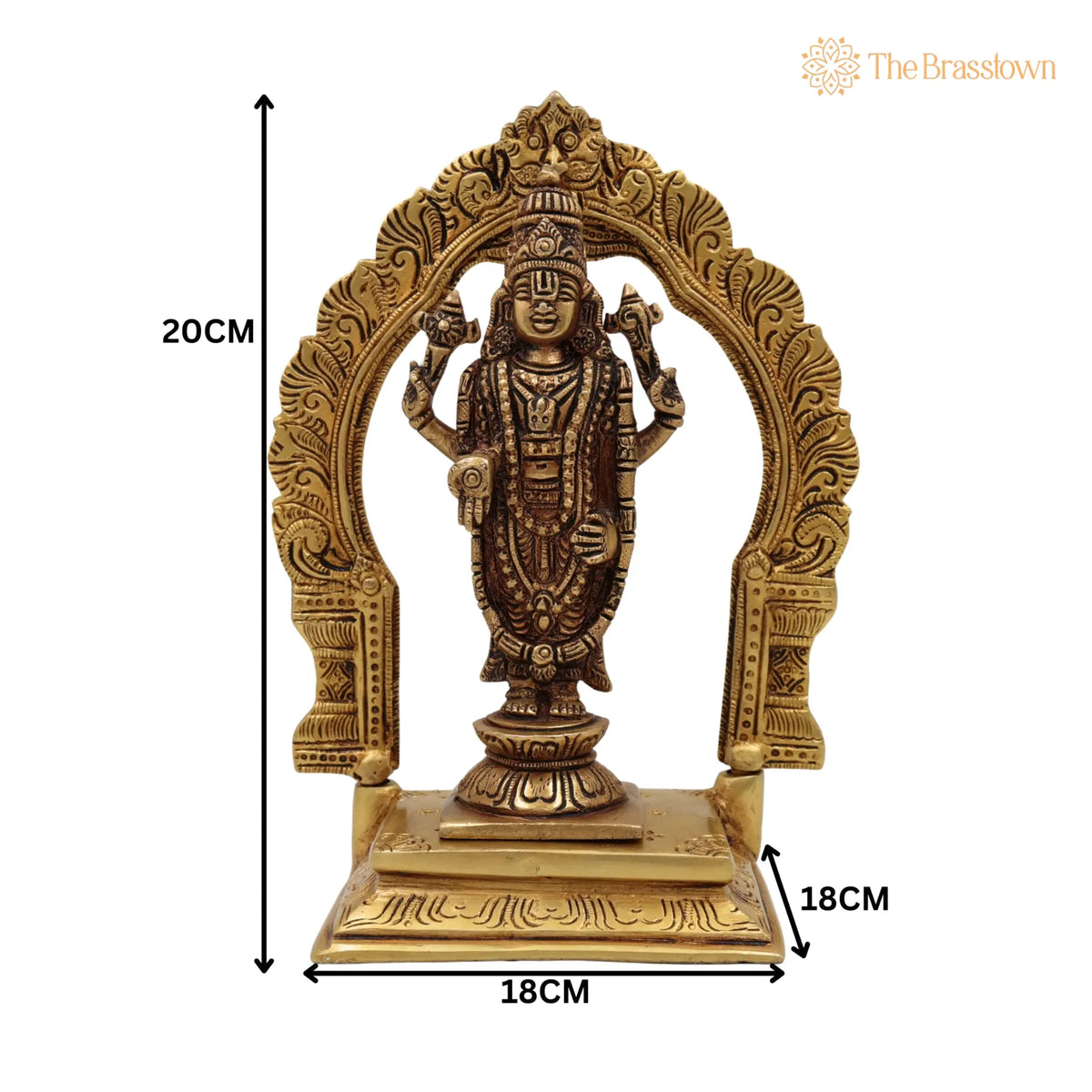 Brass Venkateshwara Balaji Idol with Prabhavali – Handcrafted Srinivasa Govinda Tirupati Balaji Statue for Home Décor, Temple Puja & Gifts 8 Inch 5