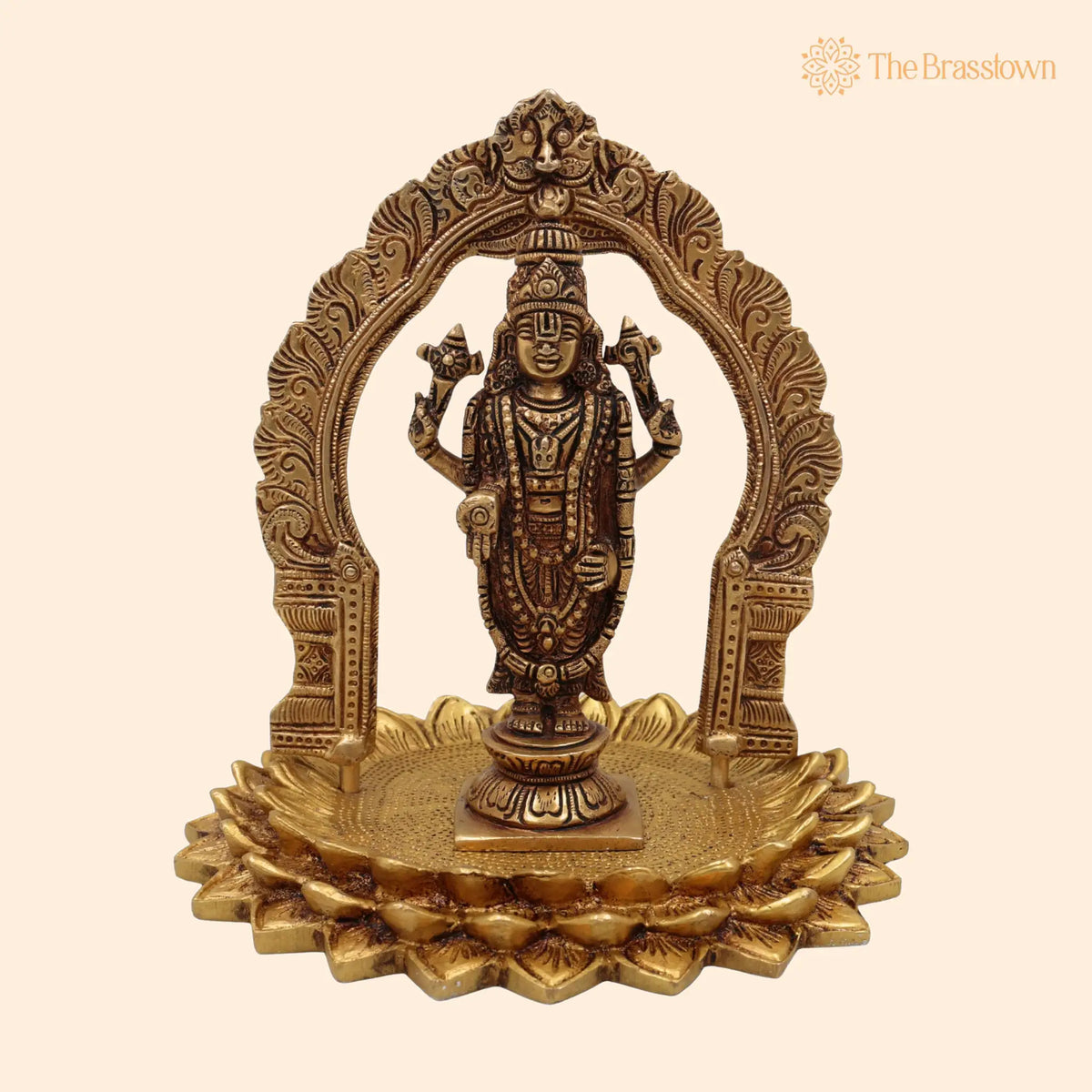 Brass Venkateshwara Balaji Idol – Handcrafted Pittal Peetal Hindu God Murti for Home Temple Pooja & Décor 8 Inch 1