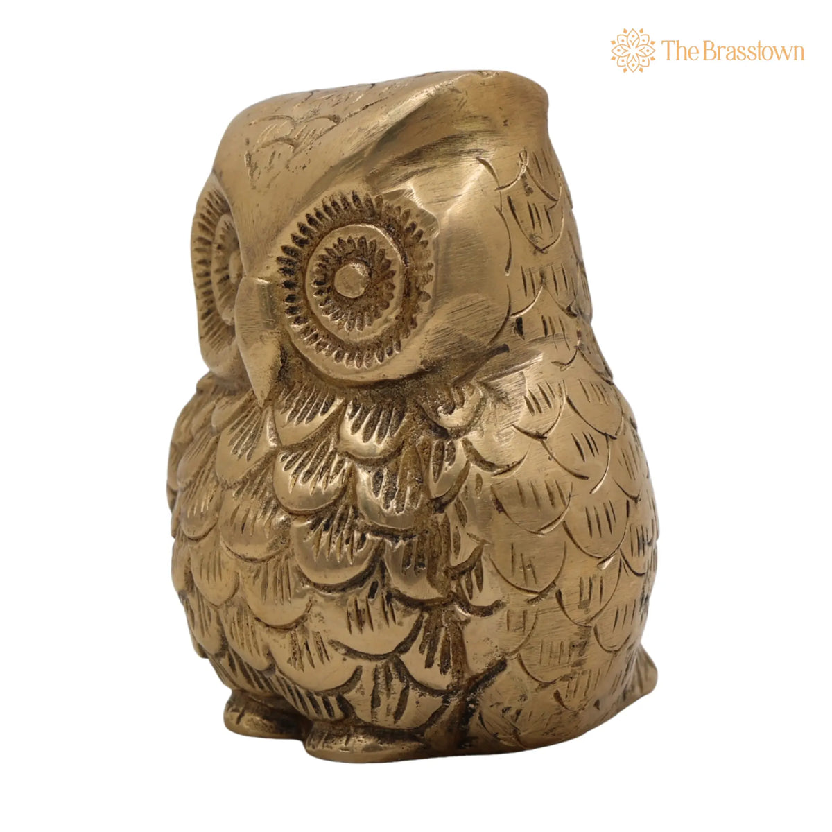 Handcrafted Brass Owl Idol – Ullu, Pechu, Uluka, Lakshmi Pakshi Sculpture, Vastu, Feng Shui & Home Décor Showpiece 3.5 Inch 3