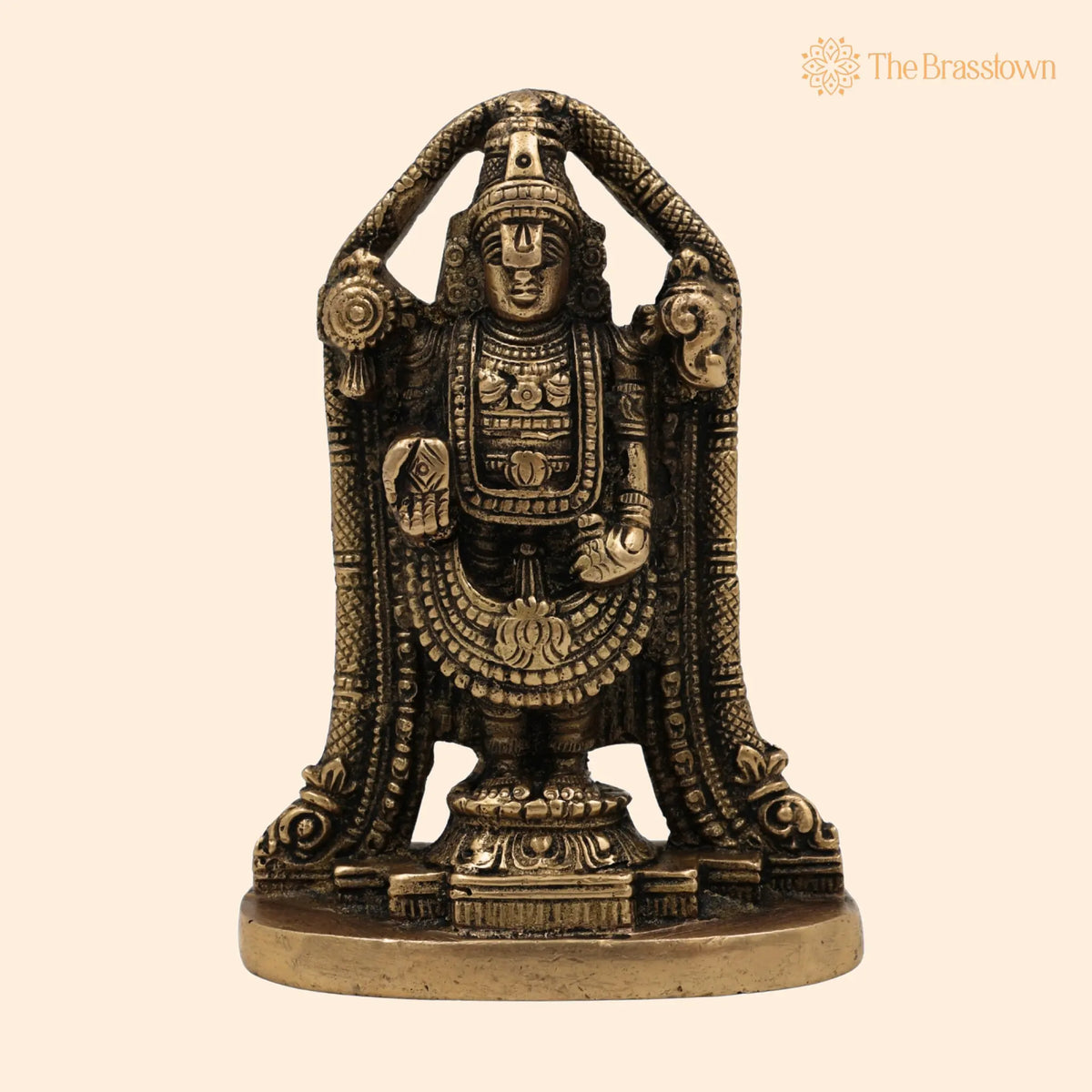 Venkateswara Balaji Brass Idol – Handcrafted Srinivasa Murti, Narayana Balaji Moorthi, Pooja Home Décor Spiritual Sculpture 5 Inch 1